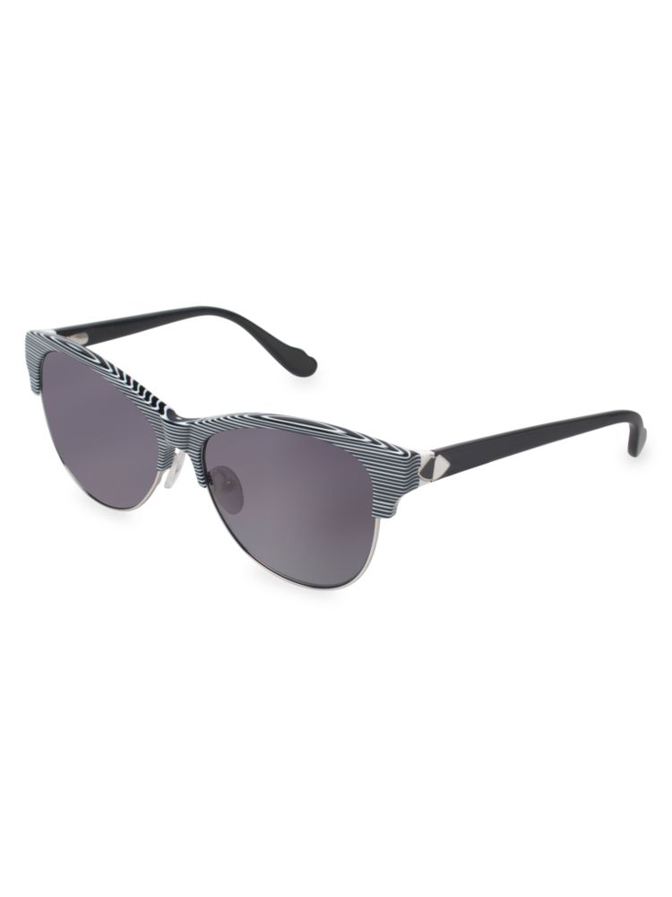 Солнцезащитные очки Clubmaster 56MM Lulu Guinness, черный цена и фото