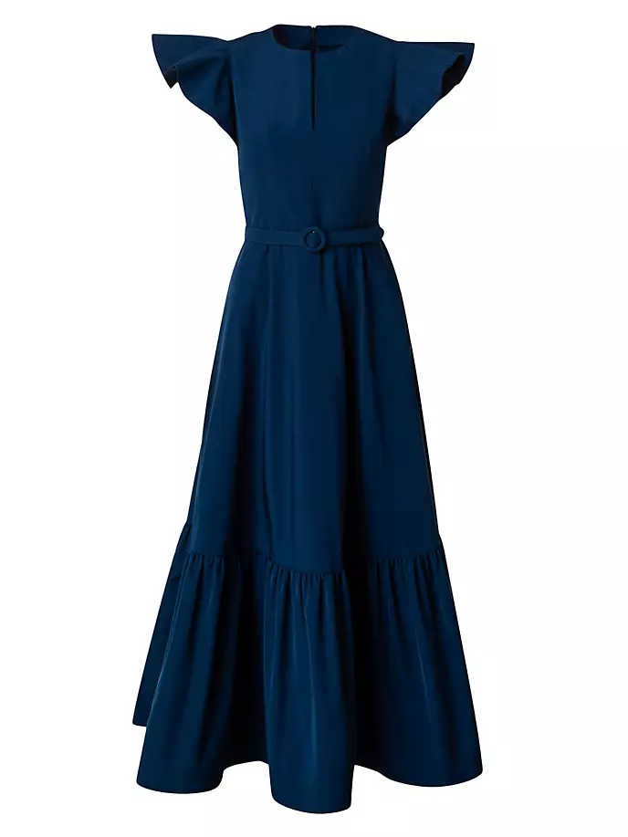 Платье-миди А-силуэта с поясом Akris Punto, цвет ink расклешенное платье akris punto цвет topas
