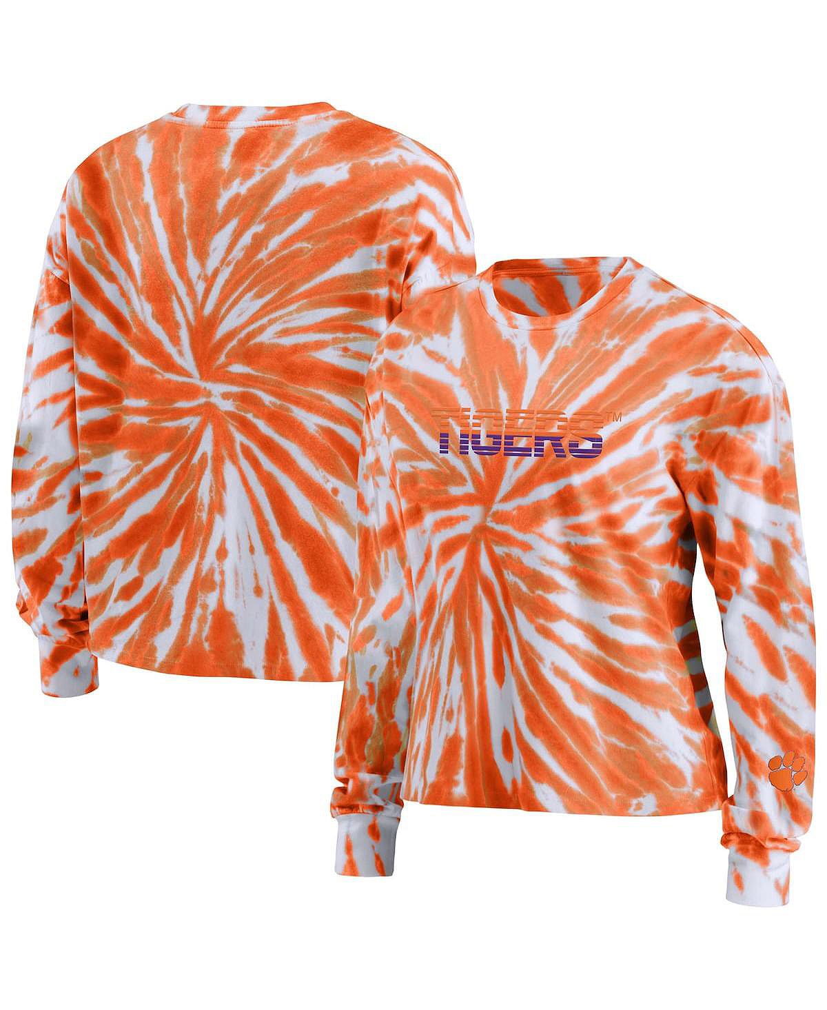 Женская оранжевая футболка с длинным рукавом Clemson Tigers тай-дай WEAR by Erin Andrews erin snow футболка
