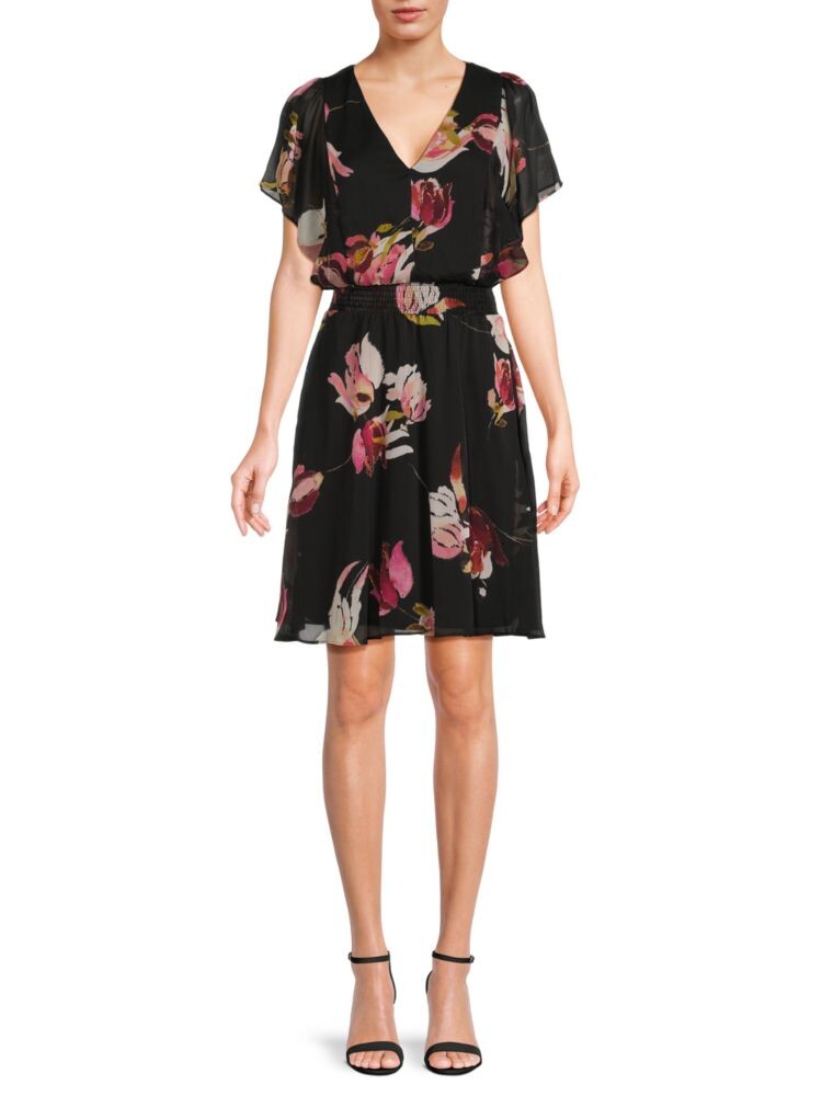 

Платье с цветочным принтом и развевающимися рукавами Dkny, цвет Black Multi