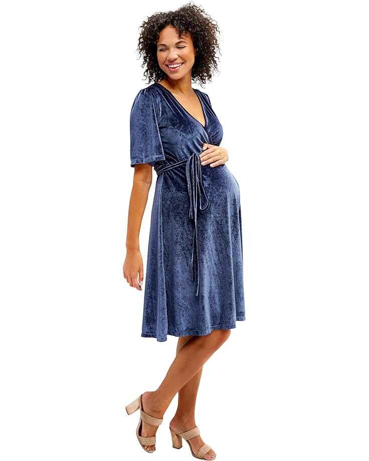 

Платье NOM Maternity Genevieve Maternity + Nursing Velvet Wrap Dress, цвет Slate