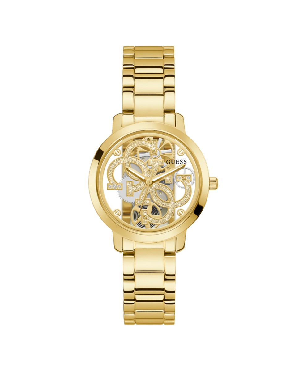 цена Женские часы Quattro Clear GW0300L2 со стальным и золотым ремешком Guess, золотой