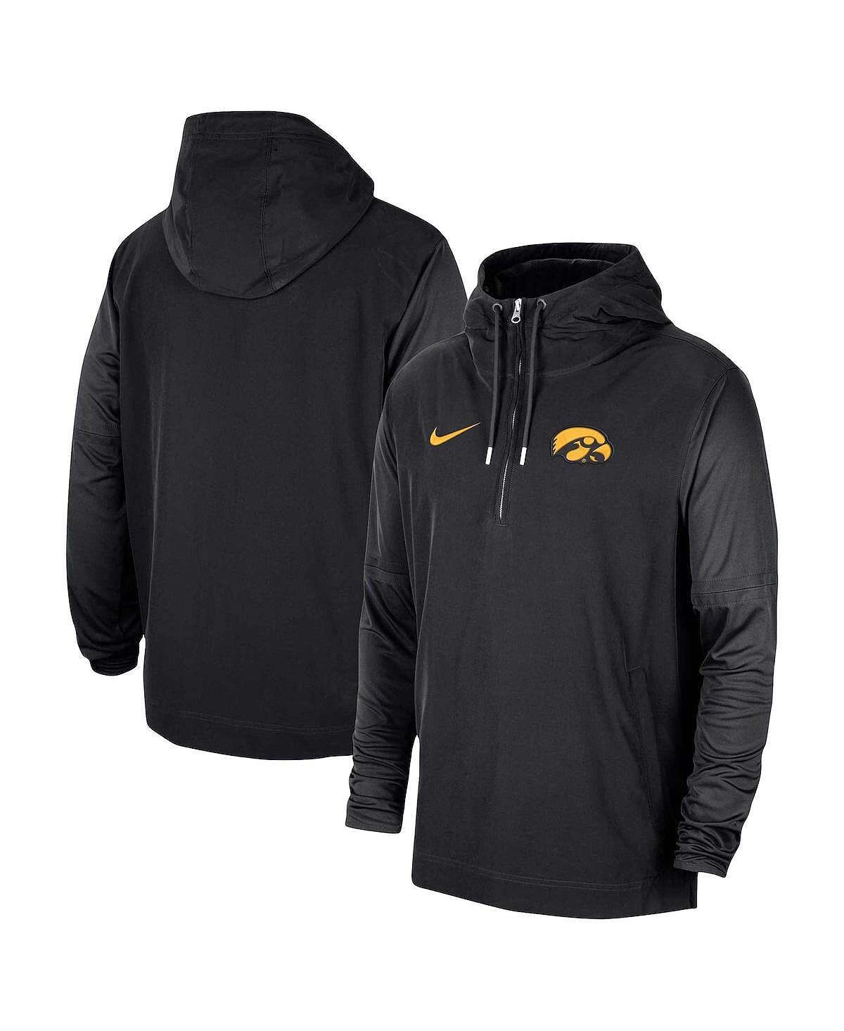 

Мужская черная куртка Iowa Hawkeyes 2023 Coach с капюшоном и молнией до половины Nike, Черный