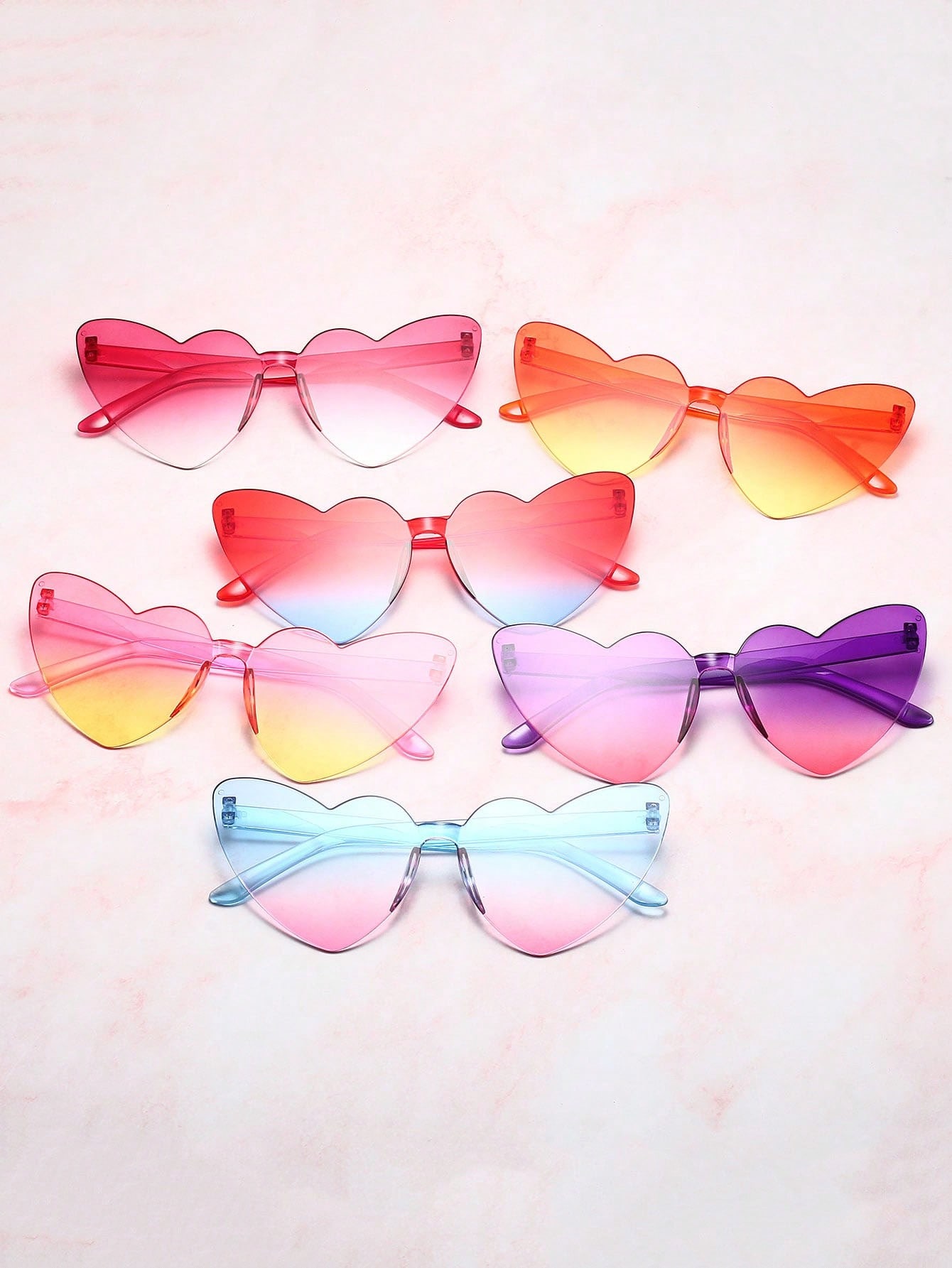 6 шт. модные очки унисекс с декором в форме сердца и витого персикового сердца