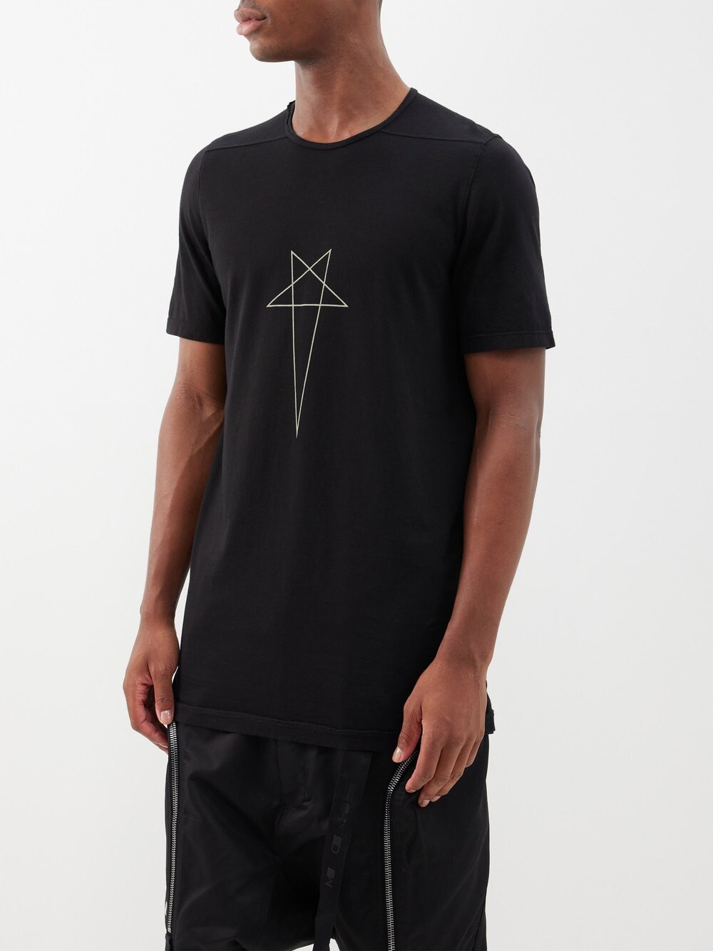 

Футболка из хлопкового джерси с принтом pentagram Rick Owens, черный