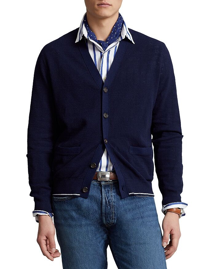 

Текстурированный кардиган с V-образным вырезом Polo Ralph Lauren, Черный