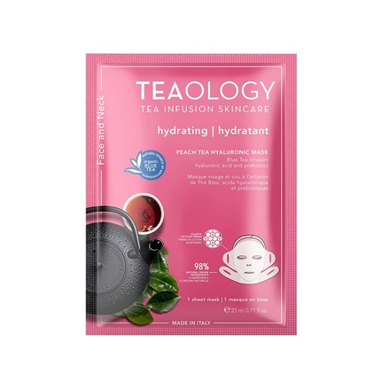 Teaology Гиалуроновая маска для лица и шеи с персиковым чаем, 21 мл, Teaology Tea Infusion Skincare