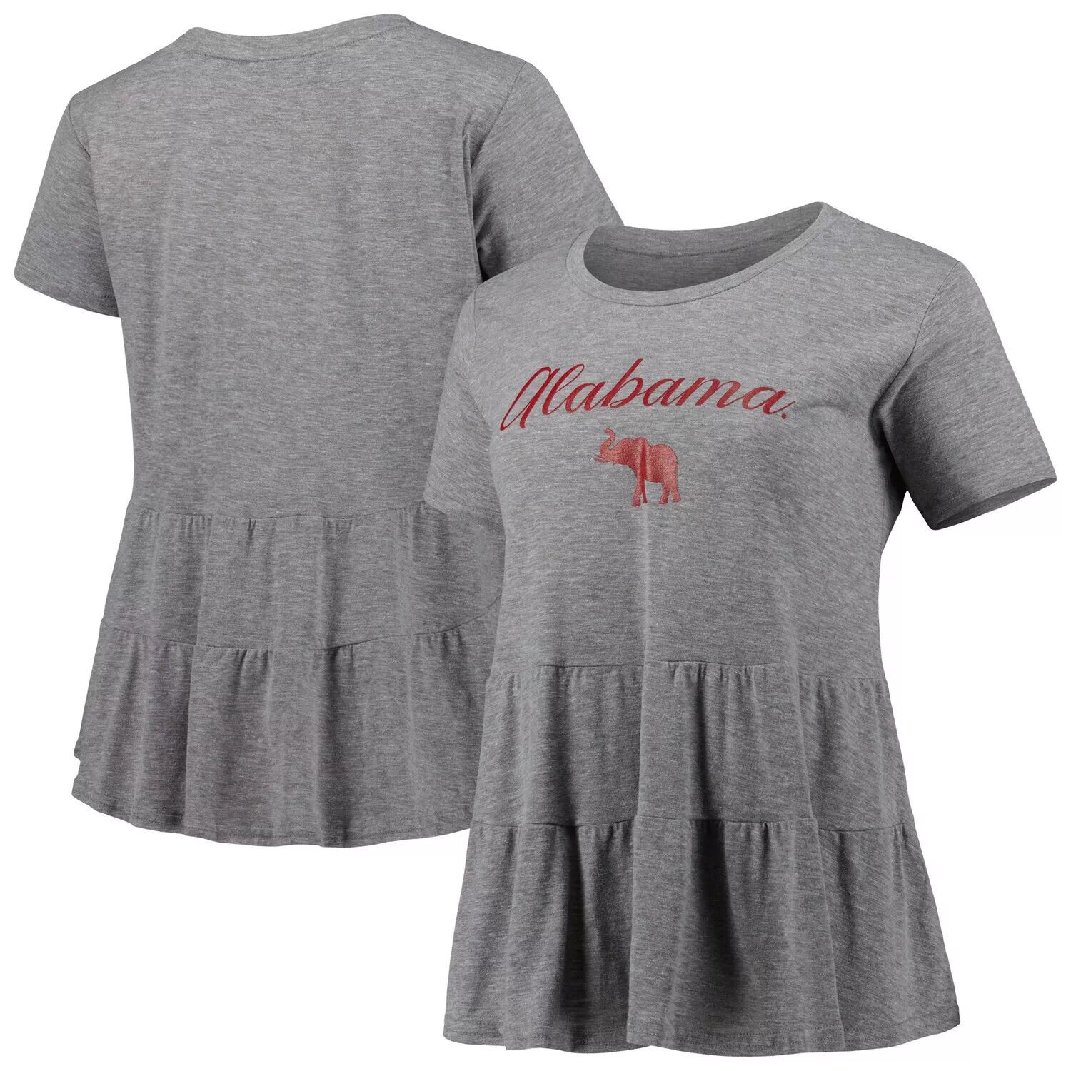 

Женская серая футболка с рюшами на низу Alabama Crimson Tide Willow