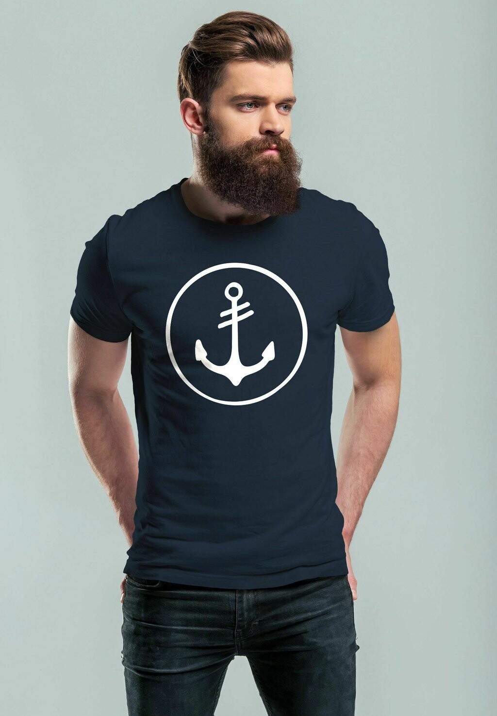

Футболка с принтом COOLES ANKER KREIS SEGELN MEER MOTIV Neverless, цвет navy