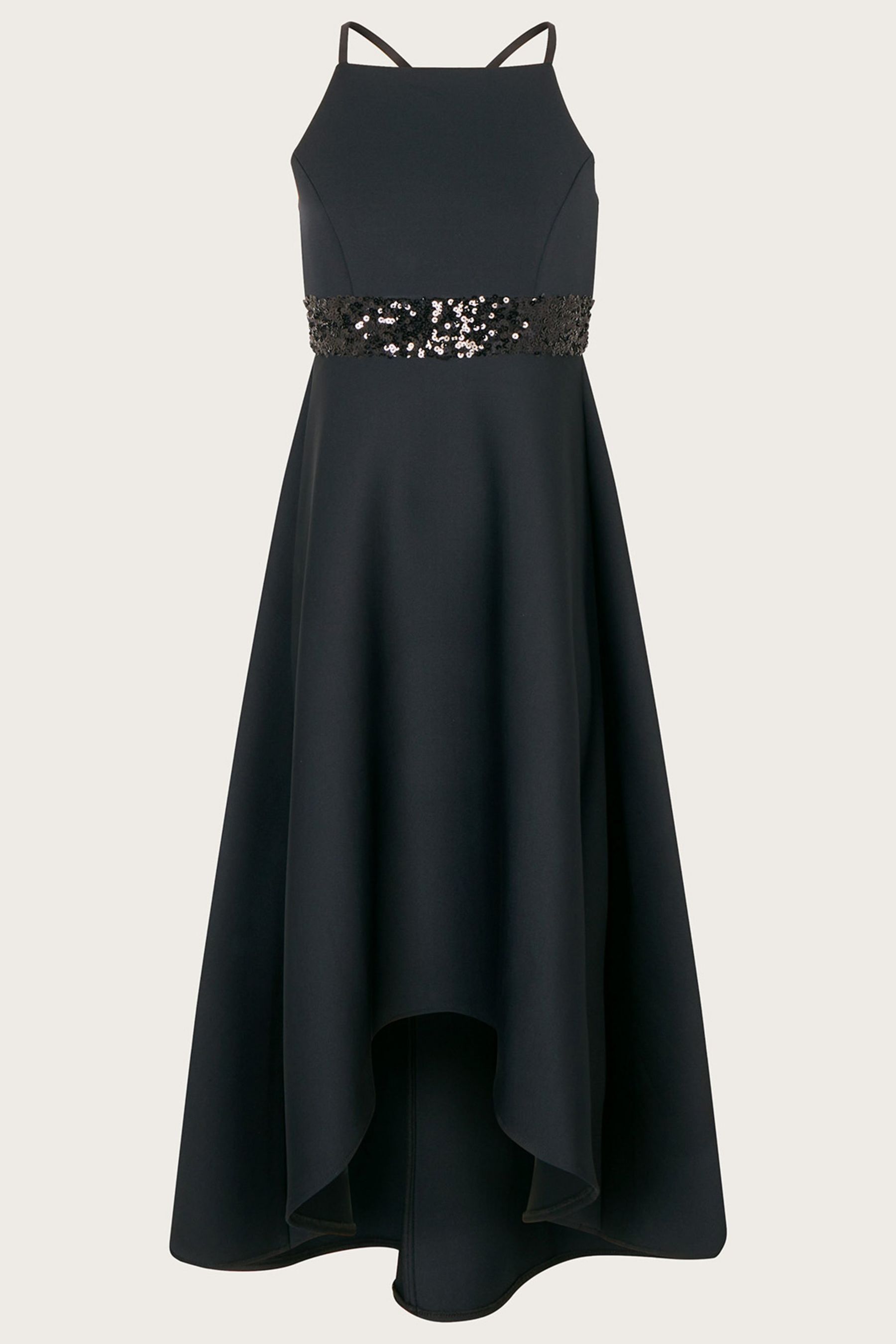 Черное выпускное платье из ткани скуба с пайетками Monsoon, черный несессер из ткани с пайетками единый размер черный