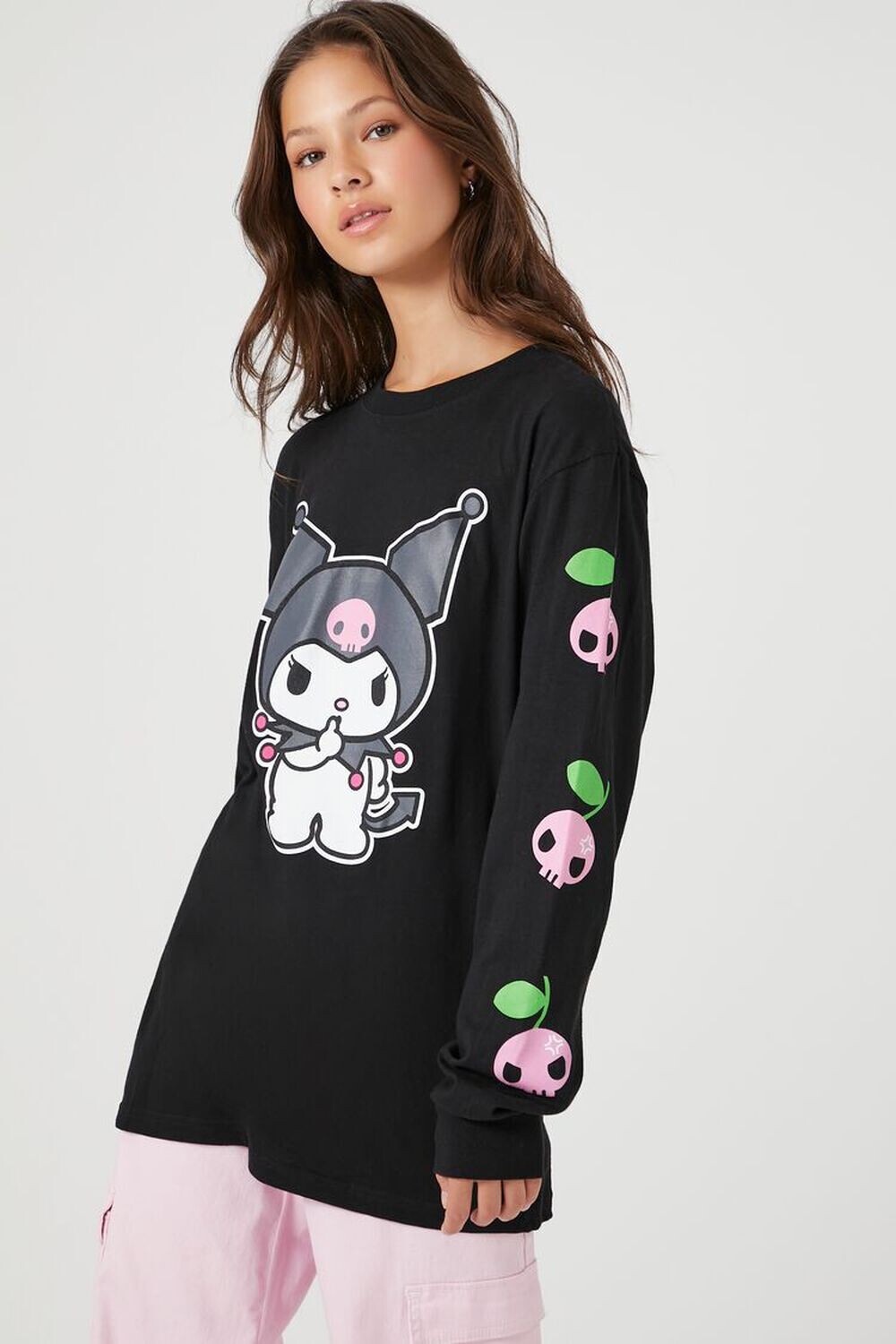 

Футболка Kuromi с длинными рукавами и графическим рисунком Forever 21, черный