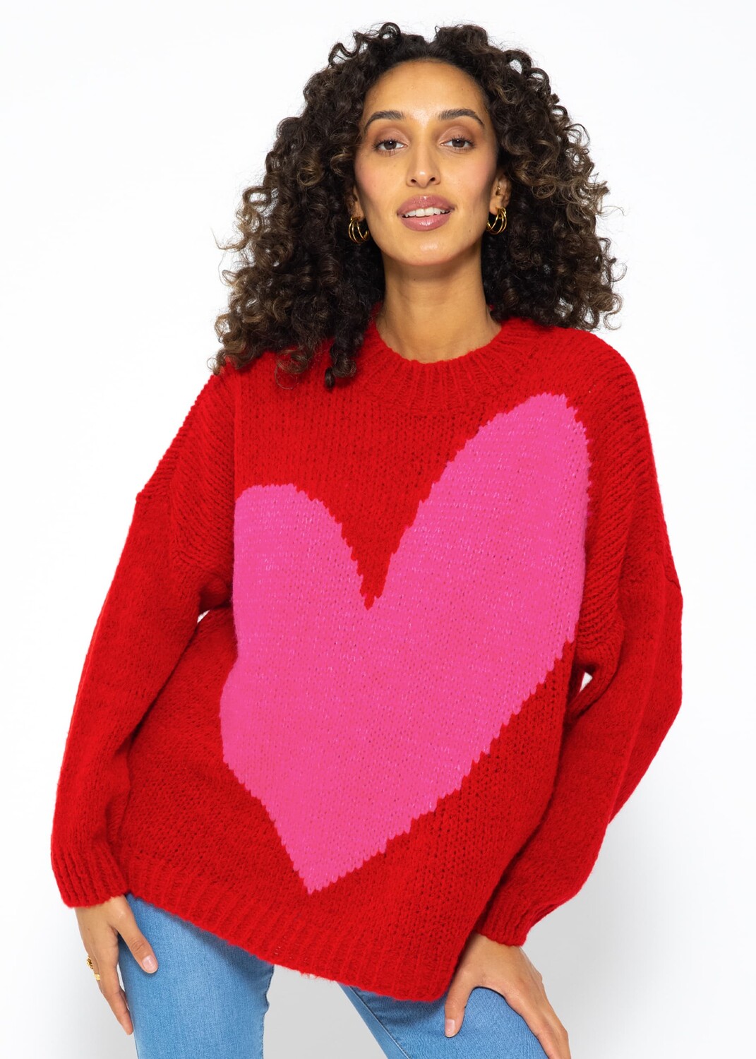

Свитер SASSYCLASSY Oversize Strick mit Herzmotiv, красный