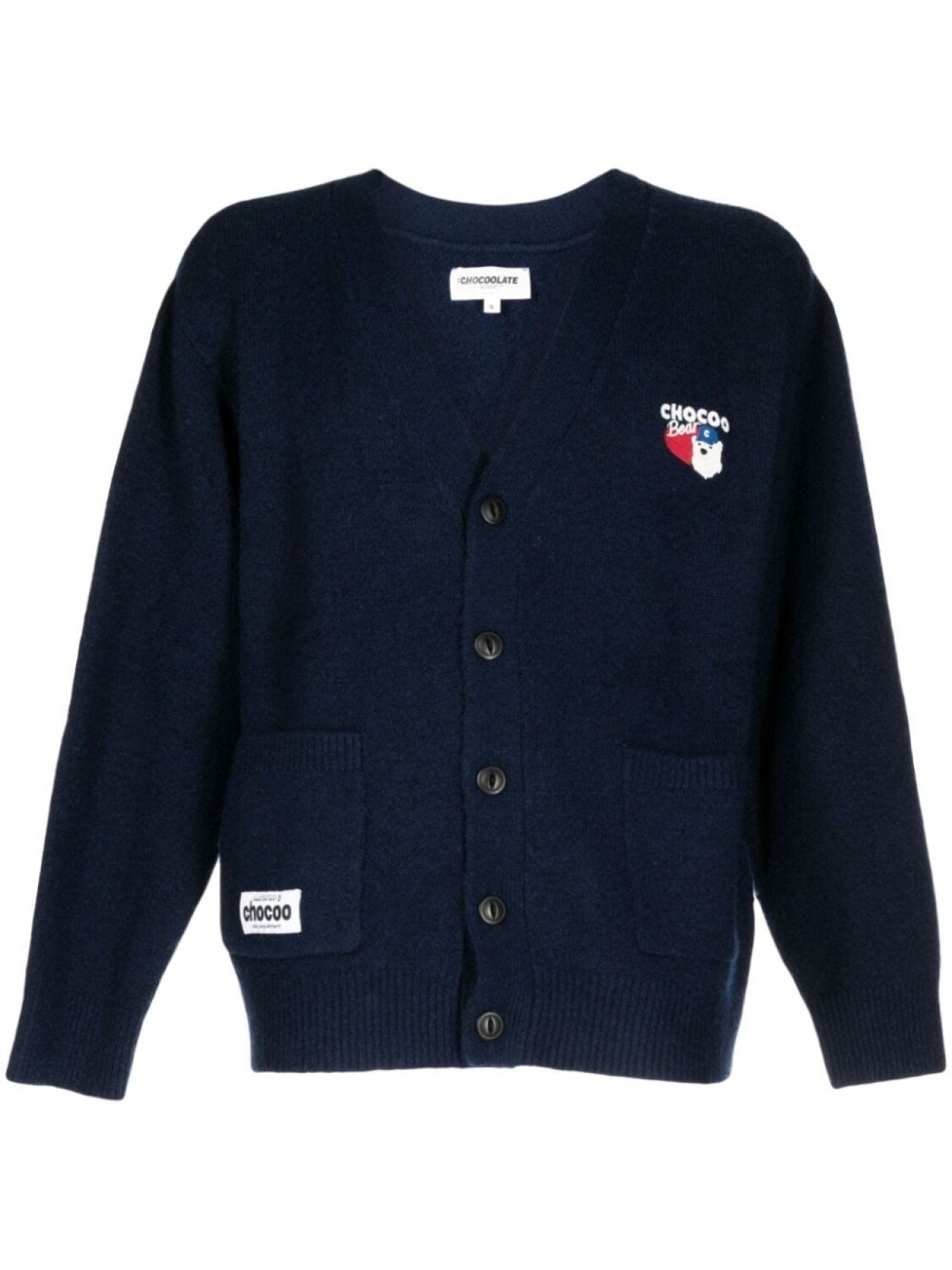 

Chocoolate logo-embroidered V-neck cardigan, синий