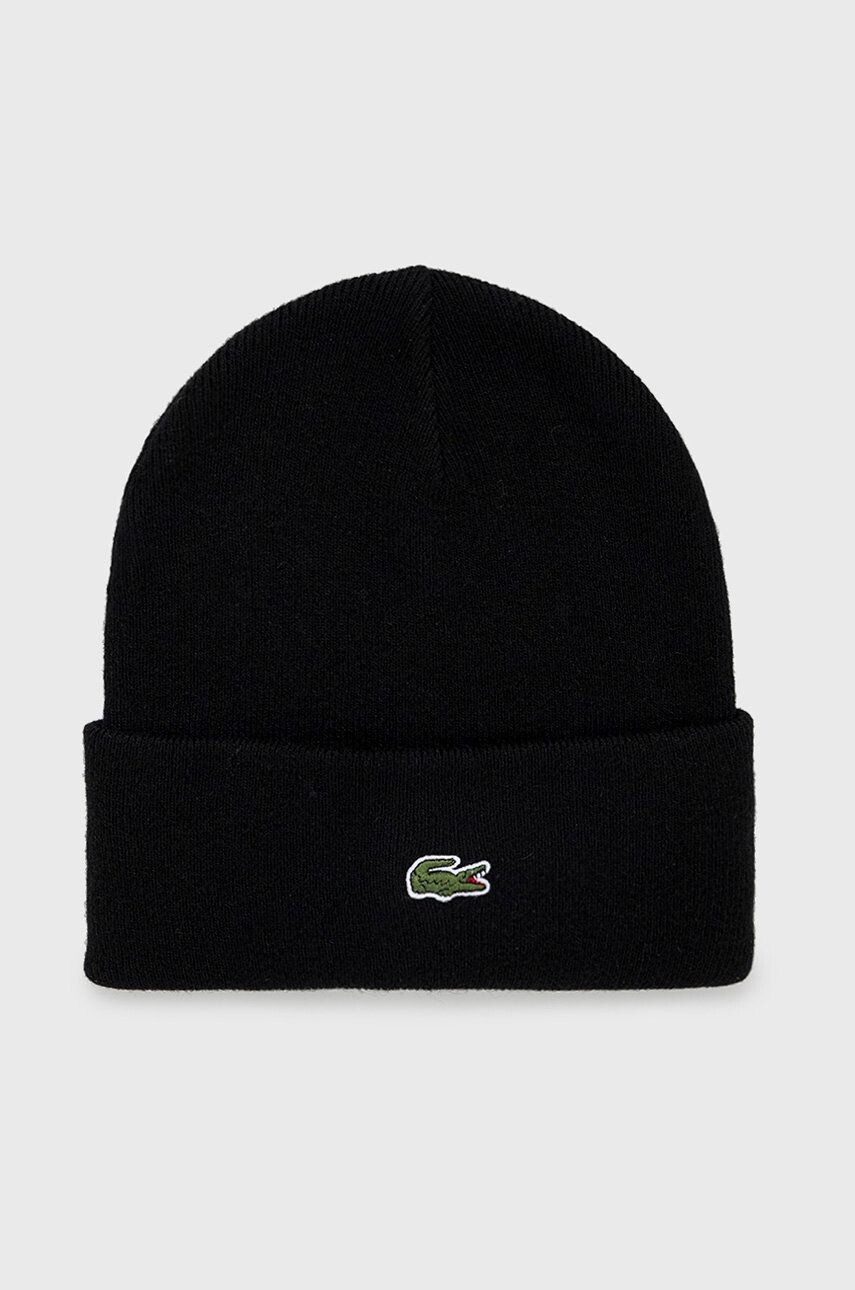 

Шерстяная шапка Lacoste, черный
