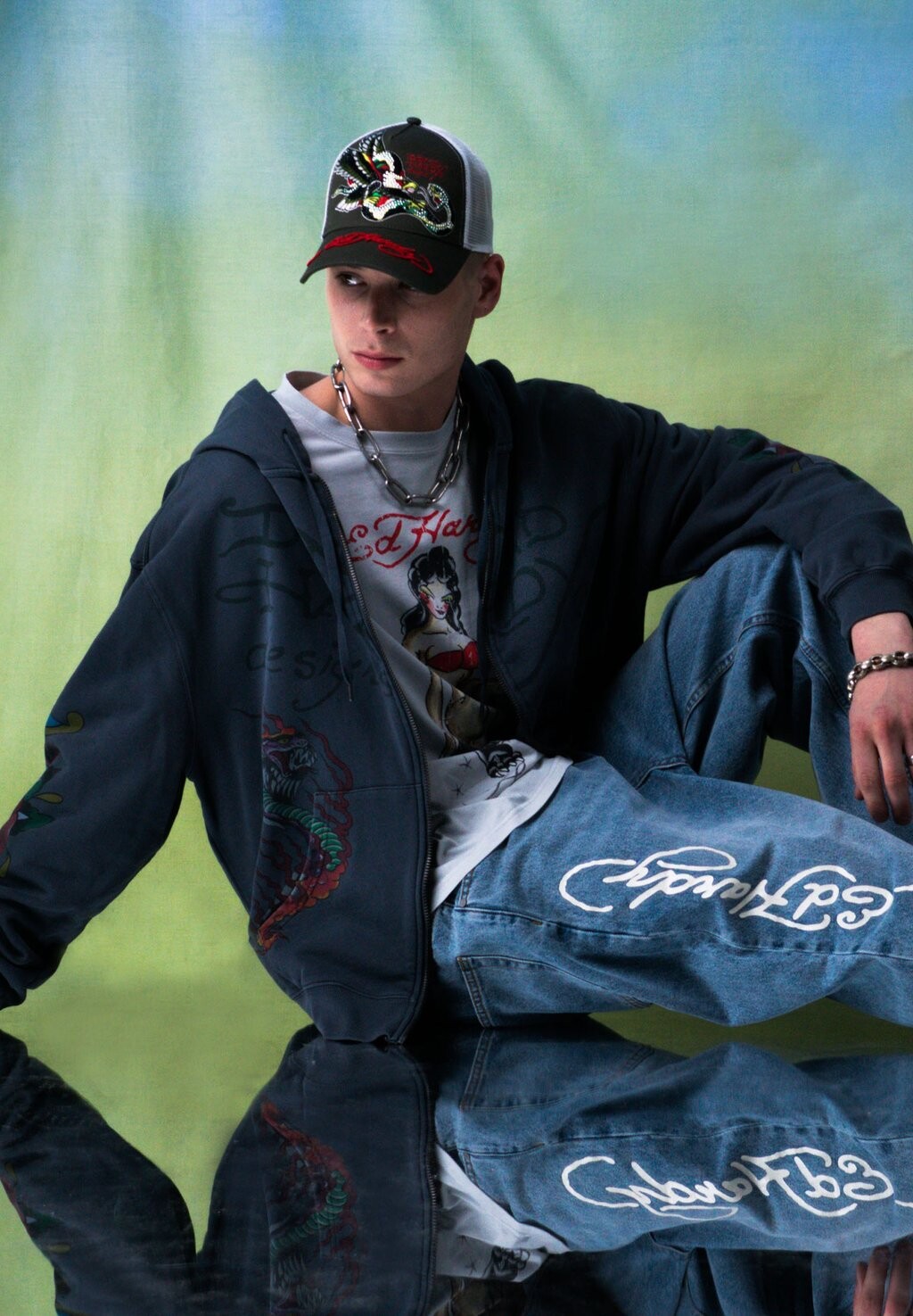 

Шапка Eagle-Snake Twill Ed Hardy, цвет olive white