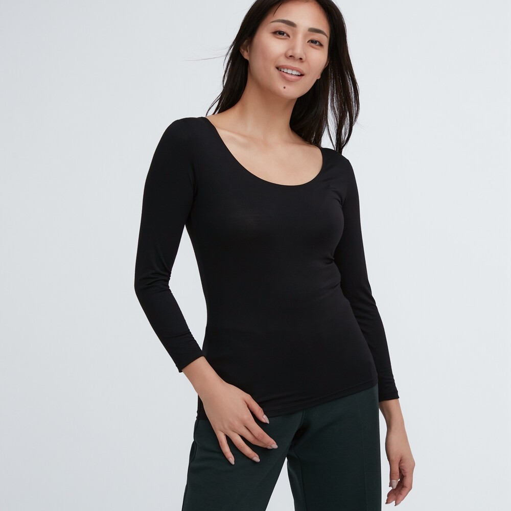 

Женская футболка Uniqlo HEATTECH однотонная, черный
