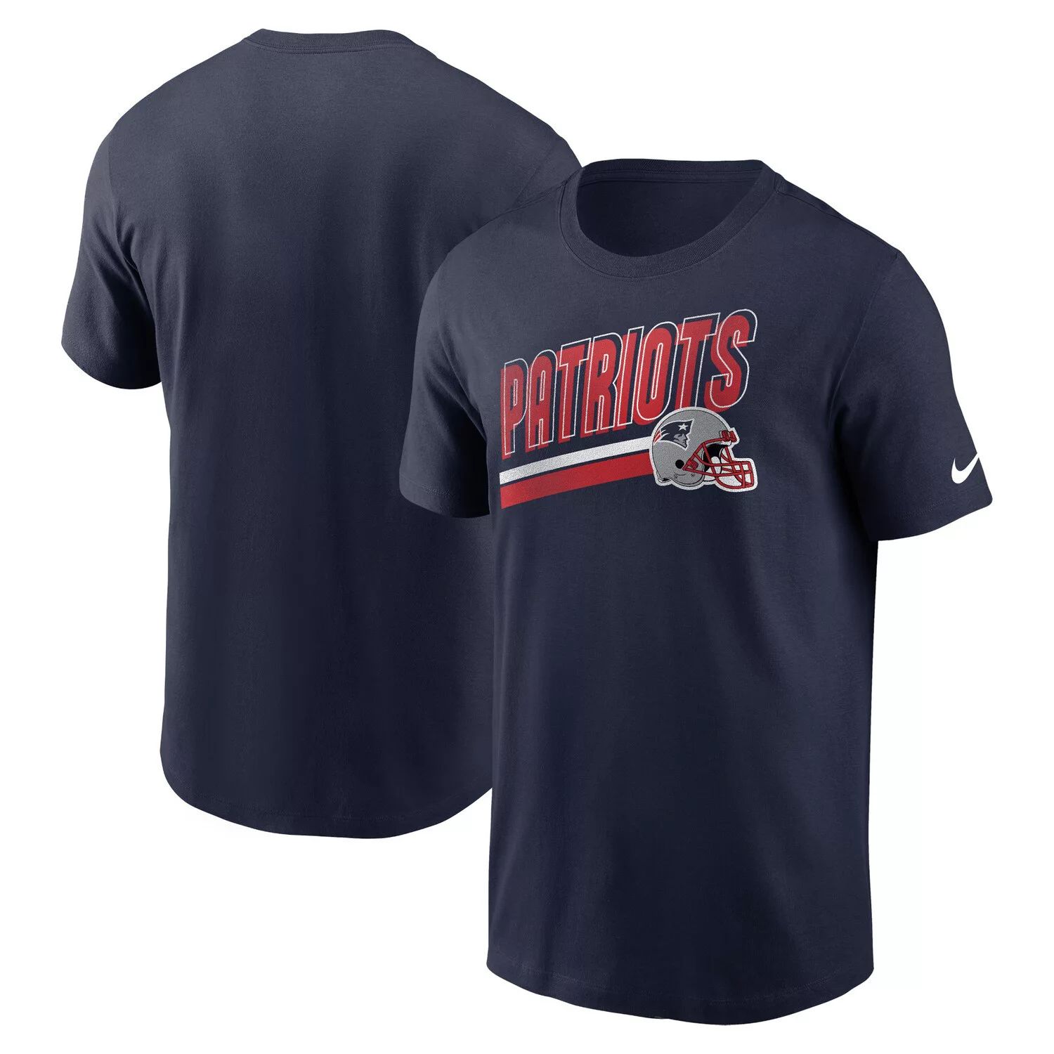 Мужская темно-синяя футболка New England Patriots Essential Blitz Lockup Nike