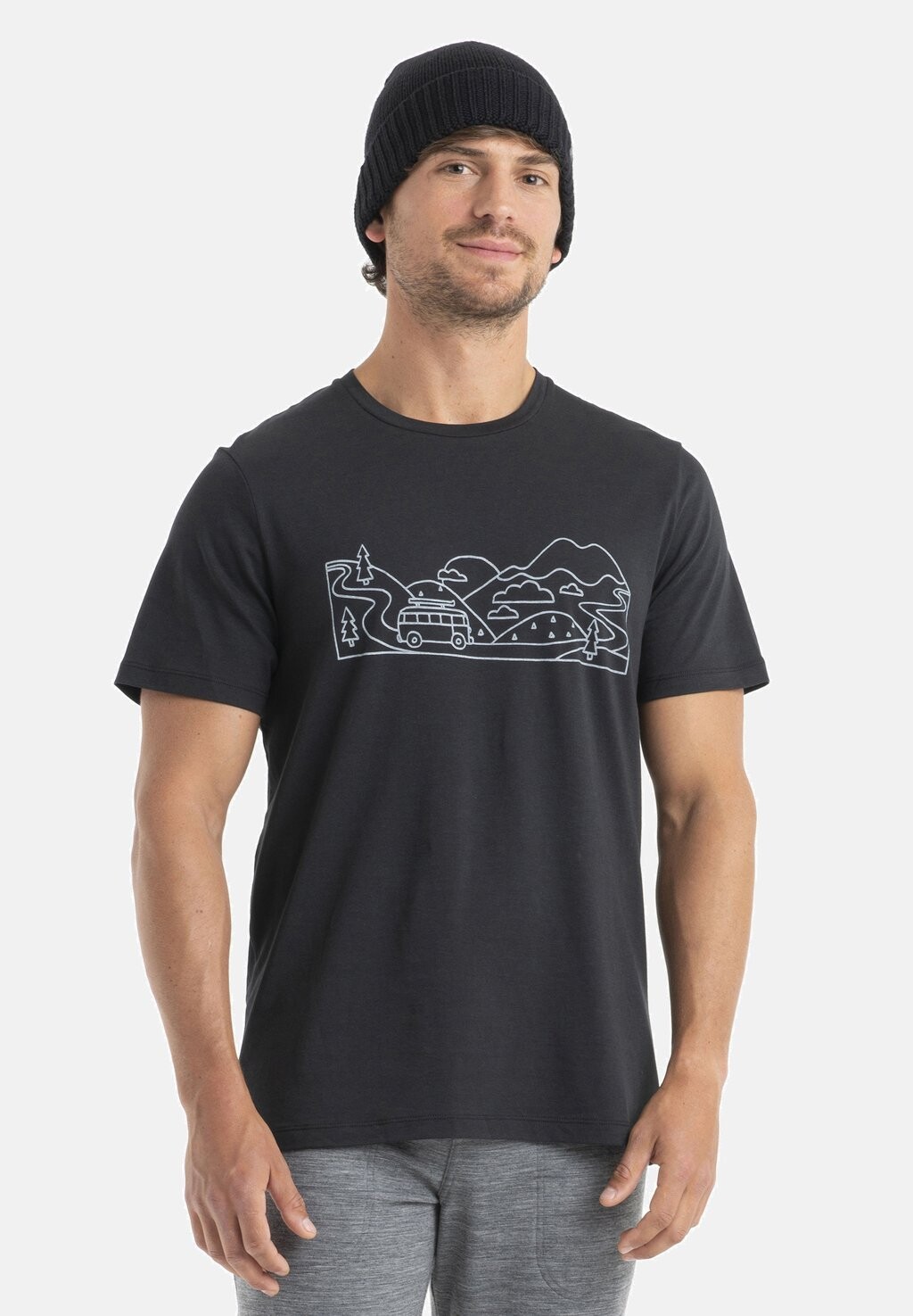 

Футболка с принтом Tencel Cotton Ss Tee Combi Ski Trip Icebreaker, черный