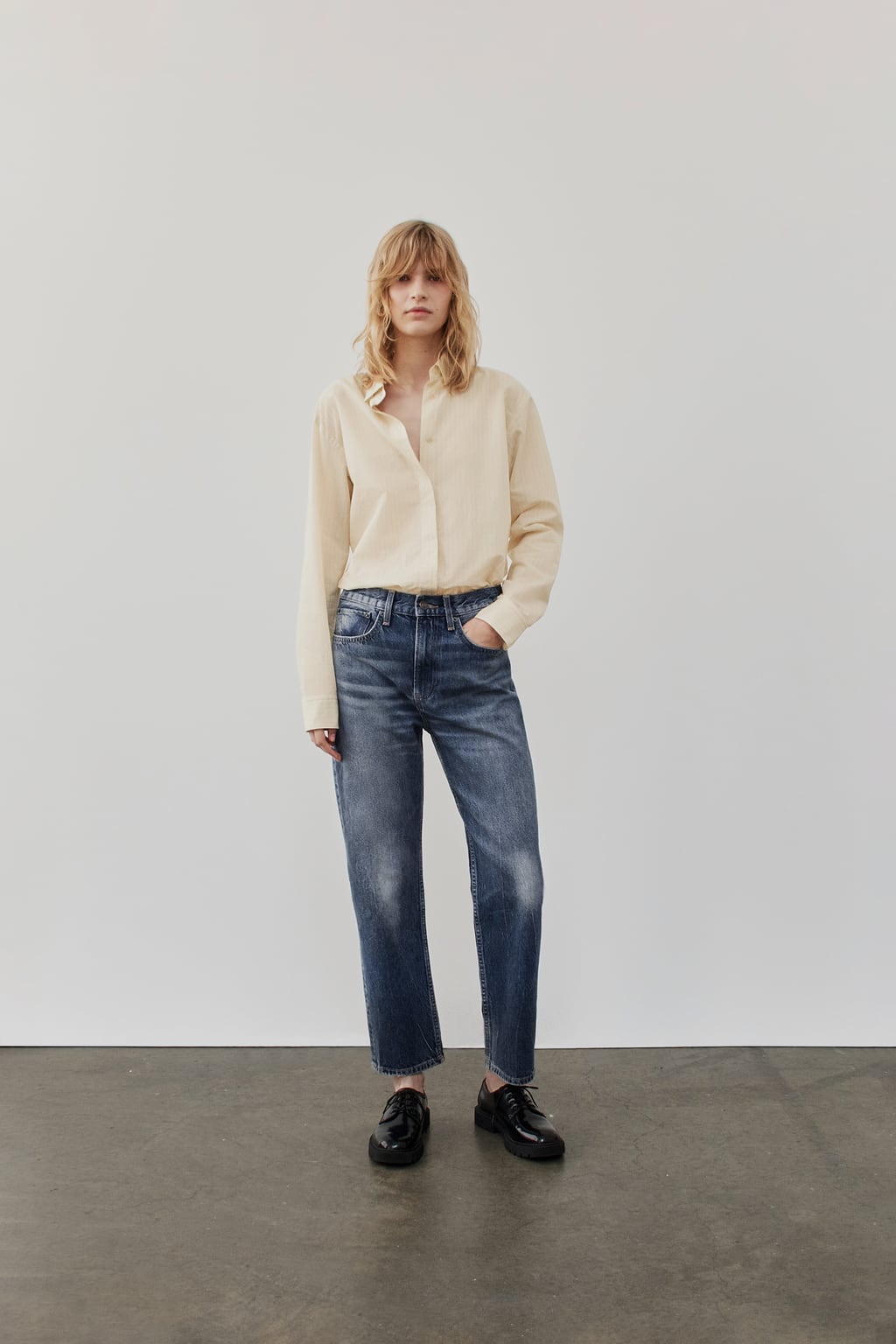 

Прямые укороченные джинсы со средней посадкой Zw Collection ZARA, синий