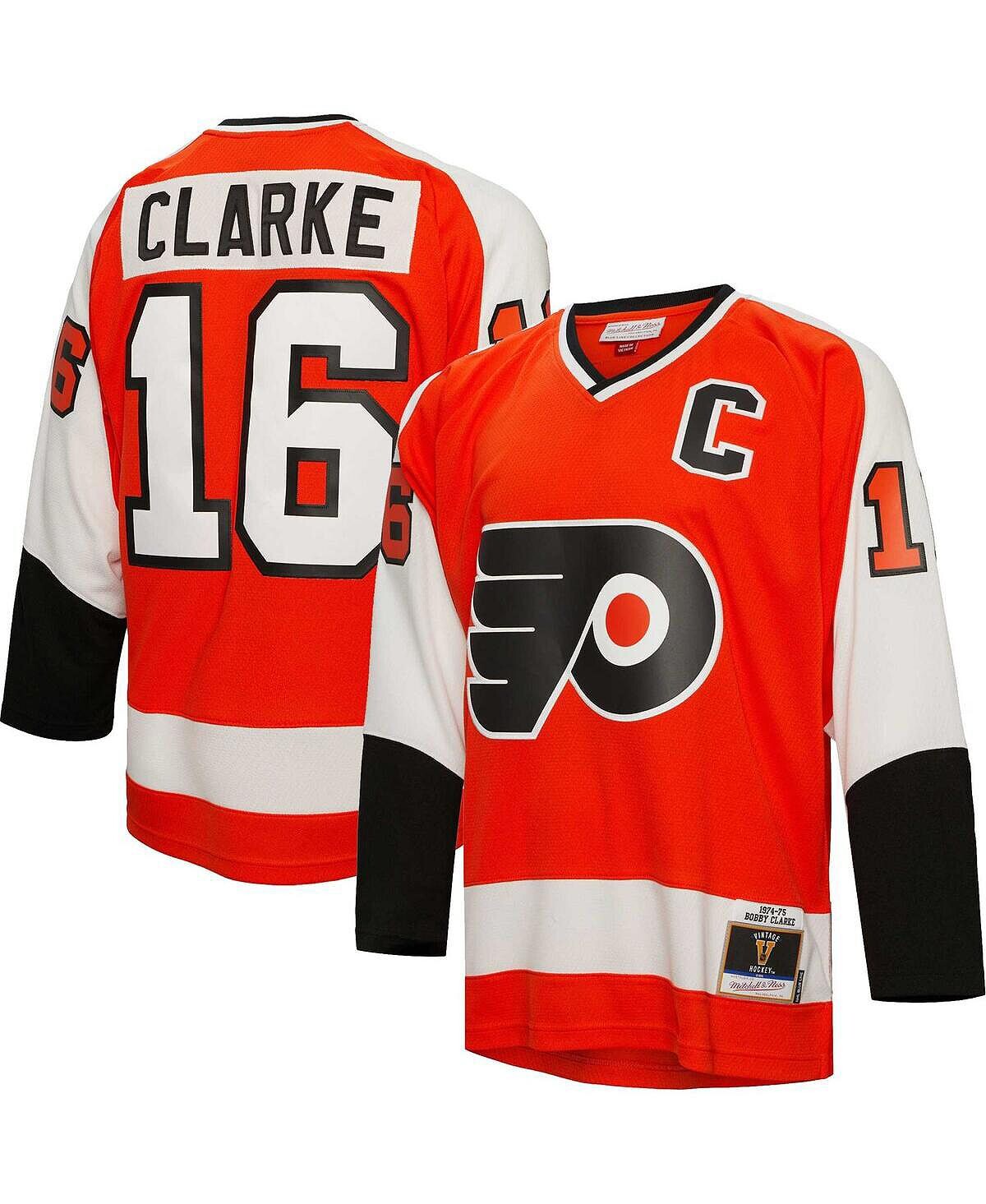 

Мужская футболка Bobby Clarke Orange Philadelphia Flyers 1974 Blue Line Player Mitchell & Ness