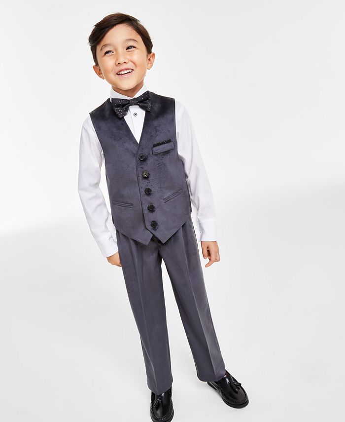 Классическая рубашка, жилет, брюки и галстук-бабочка для маленьких мальчиков, комплект из 4 предметов Calvin Klein, мультиколор