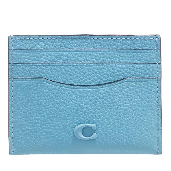 

Кошелек flat card case in pebble leather with sculpted c h Coach, синий