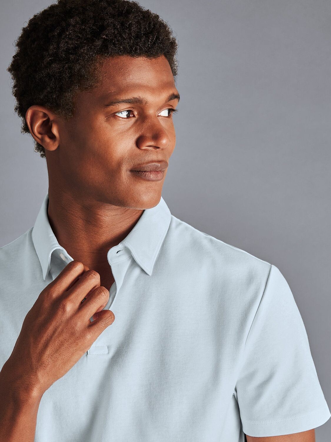 

Рубашка-поло из чесаного хлопка Charles Tyrwhitt, васильковый цвет