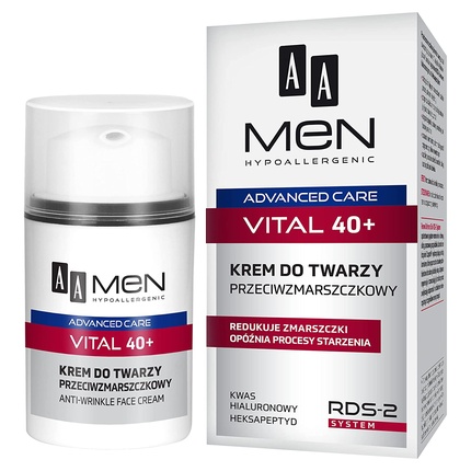 AA Men Advanced Care Vital 40+ Гипоаллергенный крем для лица против морщин 50 мл Oceanic Aa