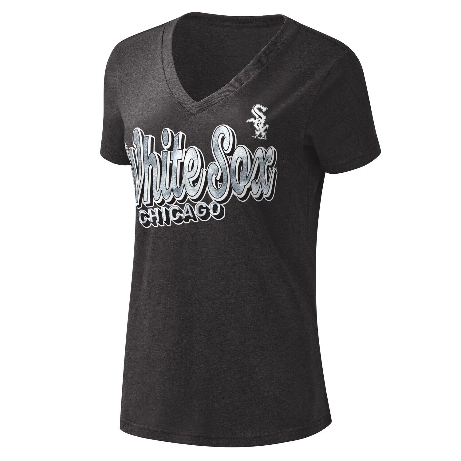 

Женская футболка G-III 4Her by Carl Banks Black Chicago White Sox First Place с V-образным вырезом G-III