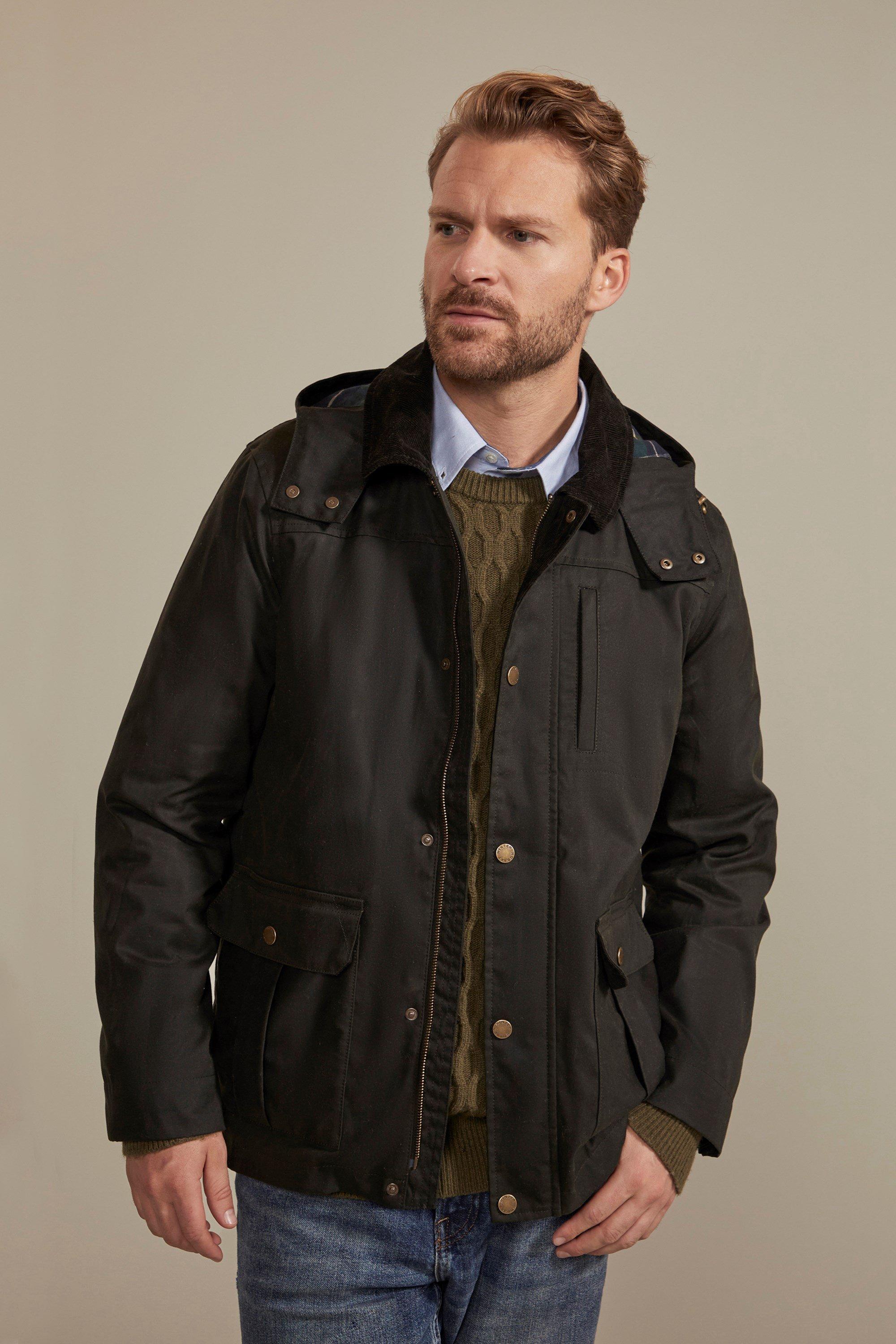 Куртка Darlington с капюшоном из вощеного хлопка, ветрозащитная верхняя одежда Hinter & Hobart, хаки