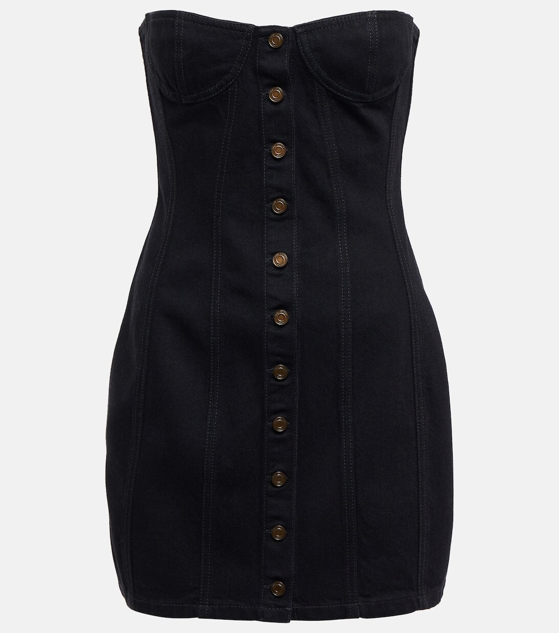 

Джинсовое мини-платье без бретелек SAINT LAURENT, черный