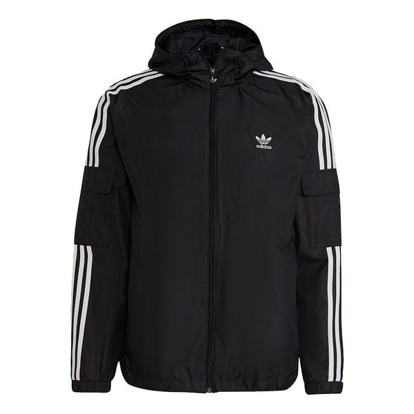 

Куртка Men's adidas originals 3-Stripes Wb Casual Sports Woven Hooded Jacket Black, черный