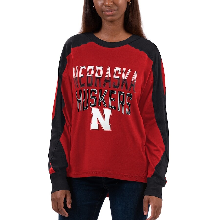 

Футболка с длинным рукавом G-III 4Her by Carl Banks Nebraska Huskers, пепельный