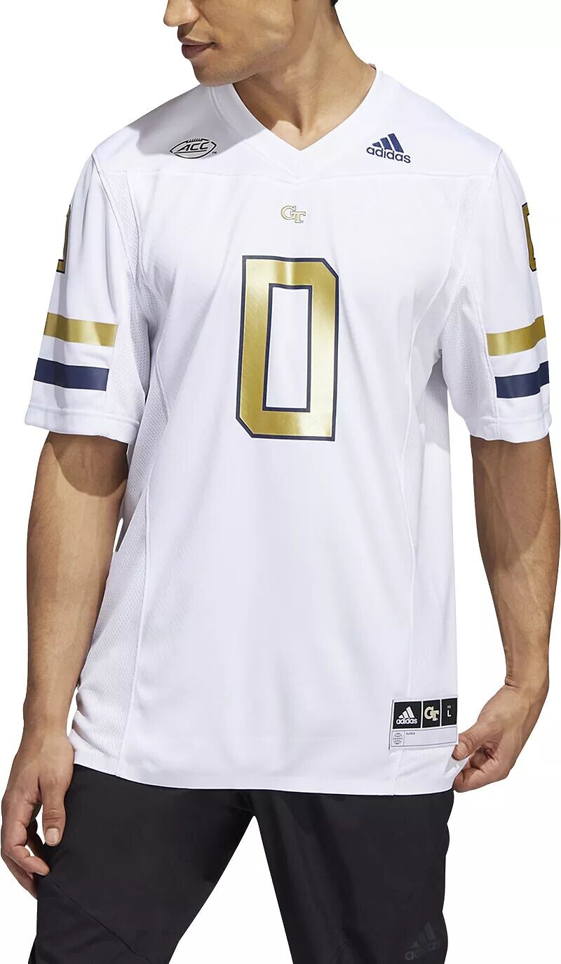 

Мужские желтые куртки Adidas Georgia Tech, белая копия джерси