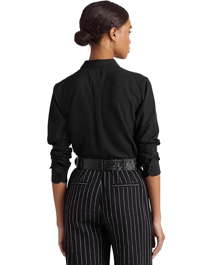 

Рубашка LAUREN Ralph Lauren Petite Crepe Shirt, черный