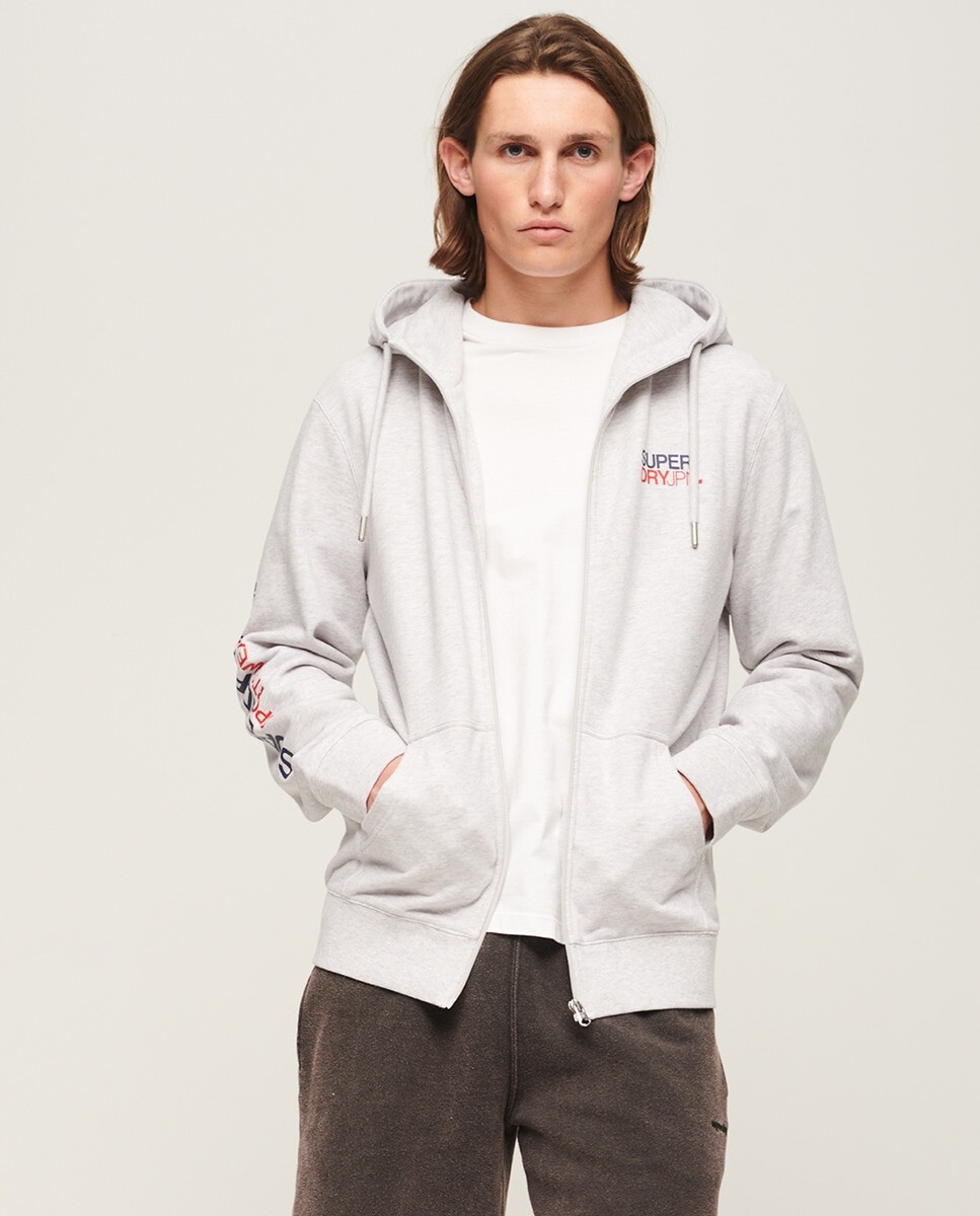 

Мужская спортивная одежда Свободная толстовка на молнии Superdry, серый
