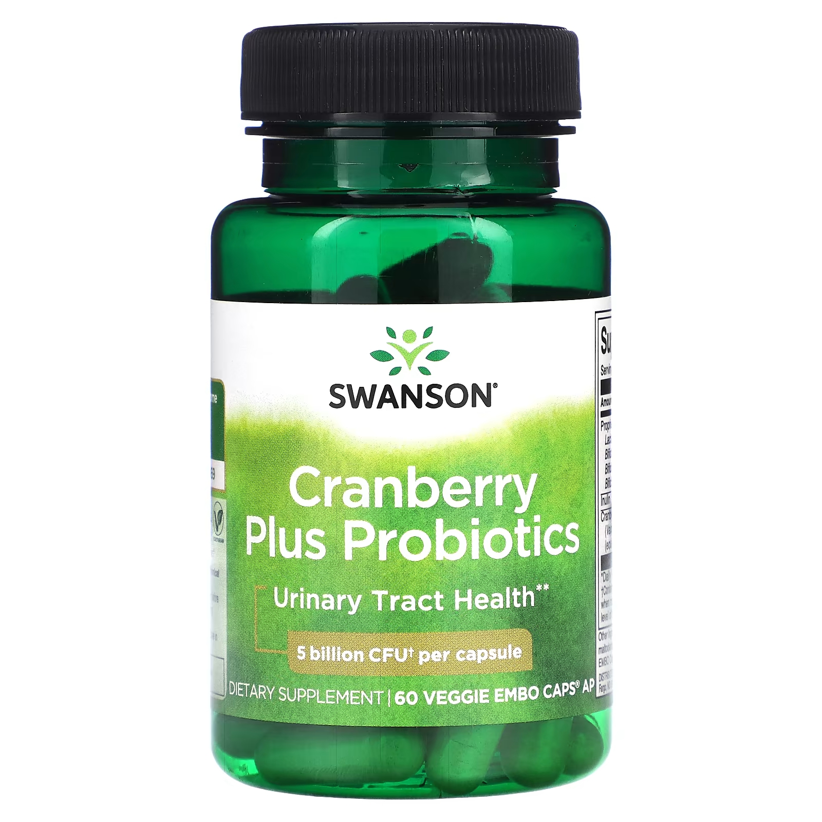 Пробиотики Swanson Cranberry Plus, 60 растительных эмбо-капсул swanson комплекс ультрапробиотиков 30 млрд кое 60 растительных капсул для эмбо