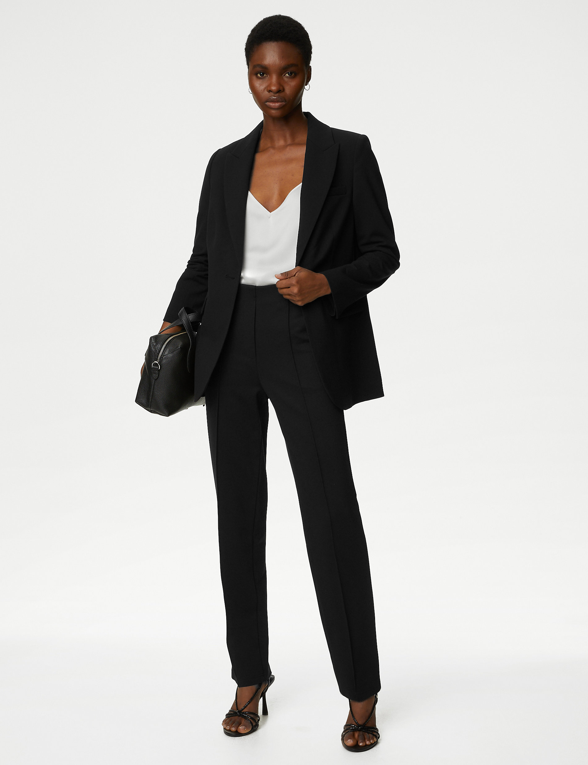 Прямые брюки из трикотажного твила Marks & Spencer, черный