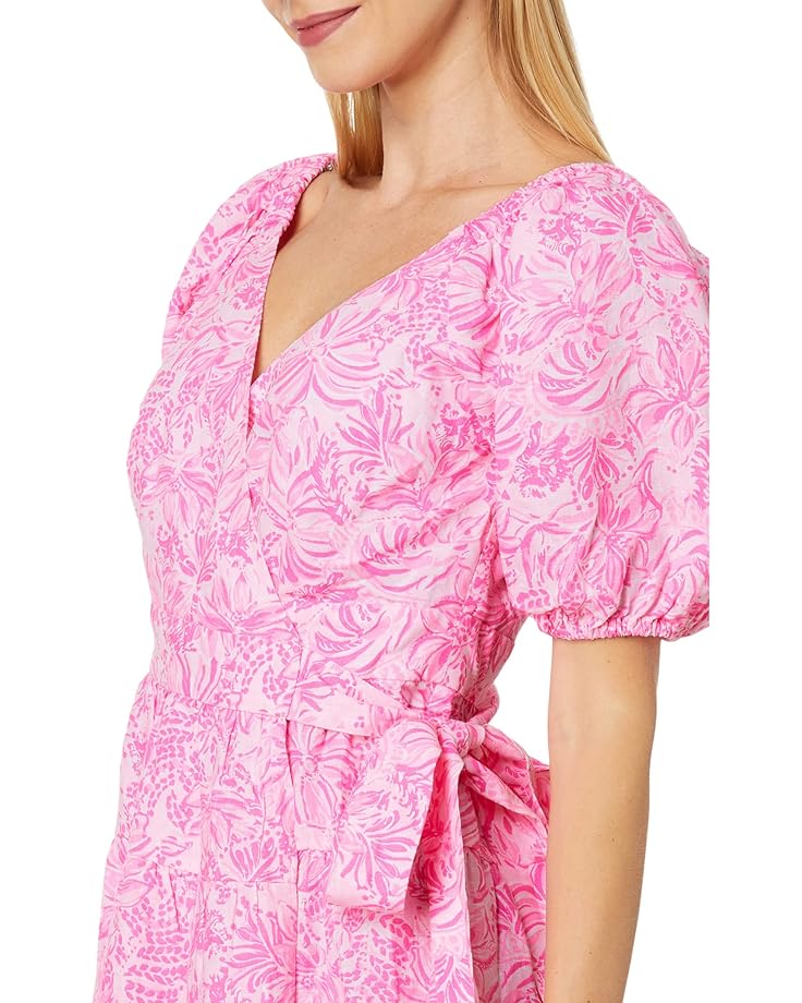 

Платье Lilly Pulitzer Iralee Linen Wrap Dress, цвет Pink Blossom Foxy Llama