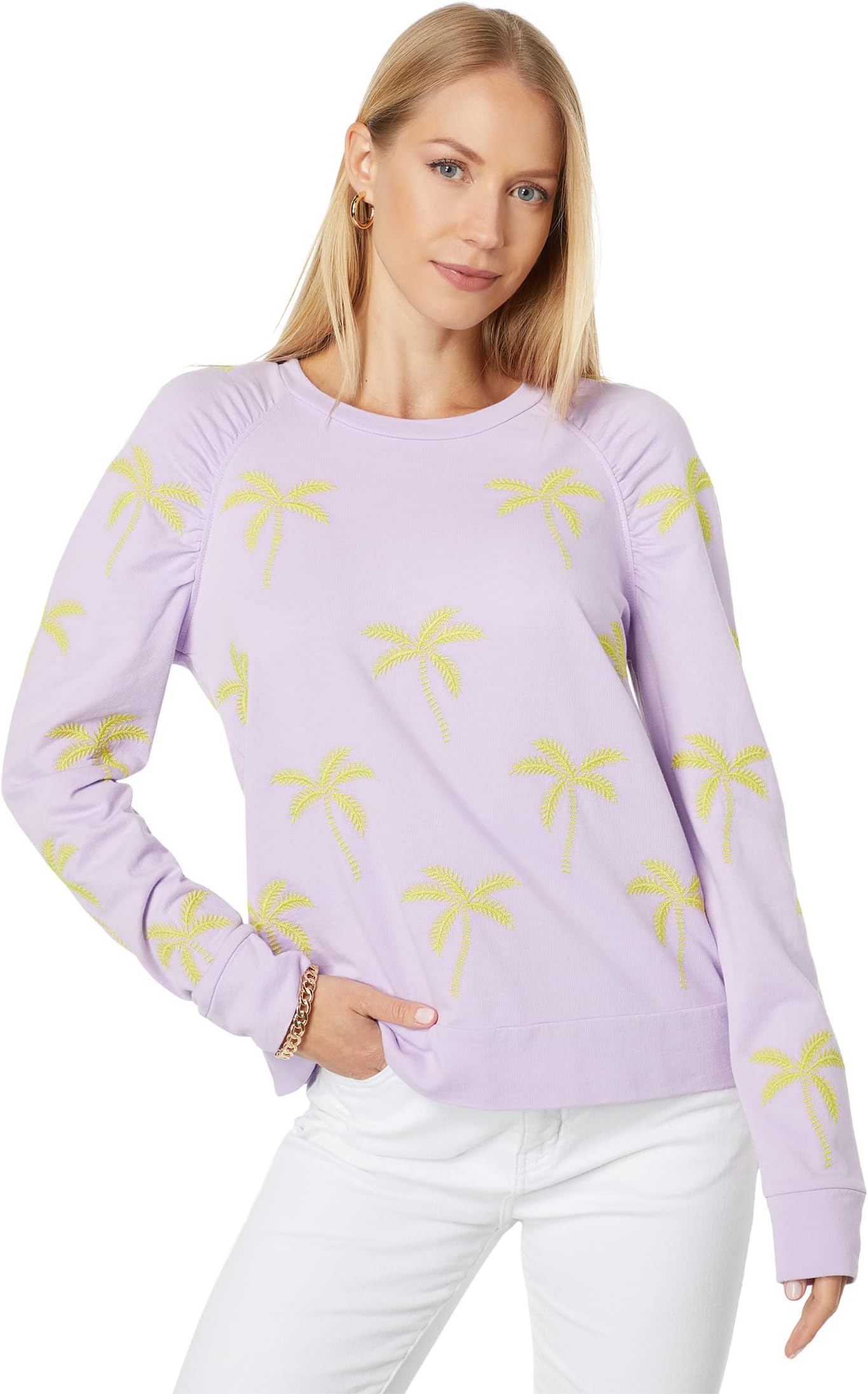 

Толстовка Алдин Lilly Pulitzer, цвет Purple Iris Skinny Palm Embroidery