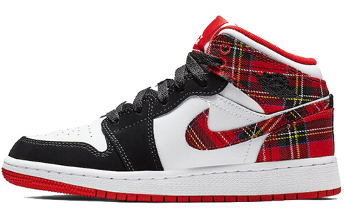 

Кроссовки Nike Air Jordan 1 Mid белые в клетку (GS)