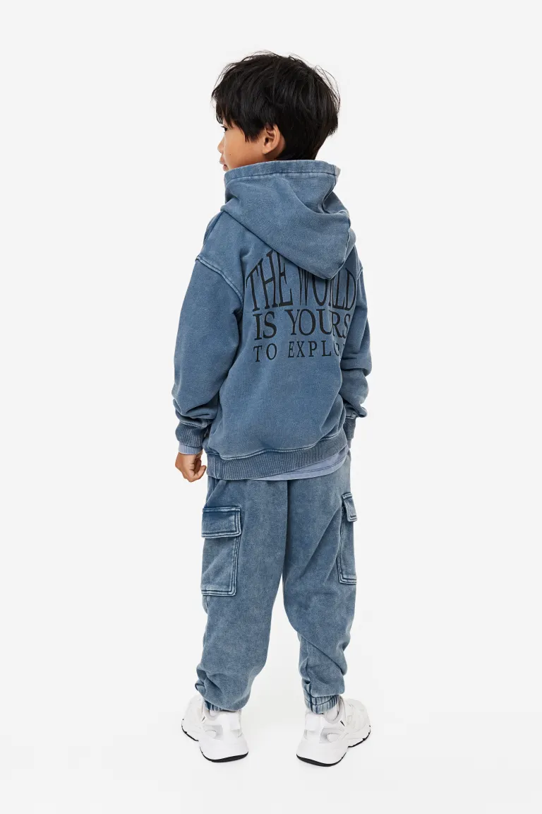 

Свободные брюки-карго с застиранным эффектом H&M, синий