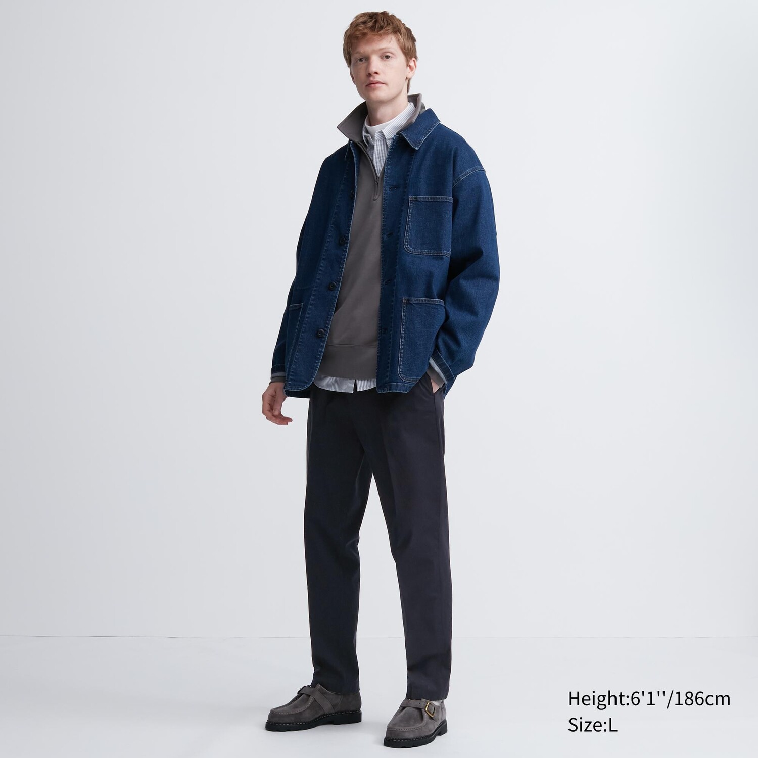 

Брюки UNIQLO Smart из хлопка удлиненные, темно-синий