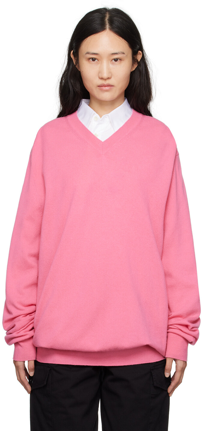 

Рубашка Comme des Garcons Розовый свитер с v-образным вырезом Comme des Garçons