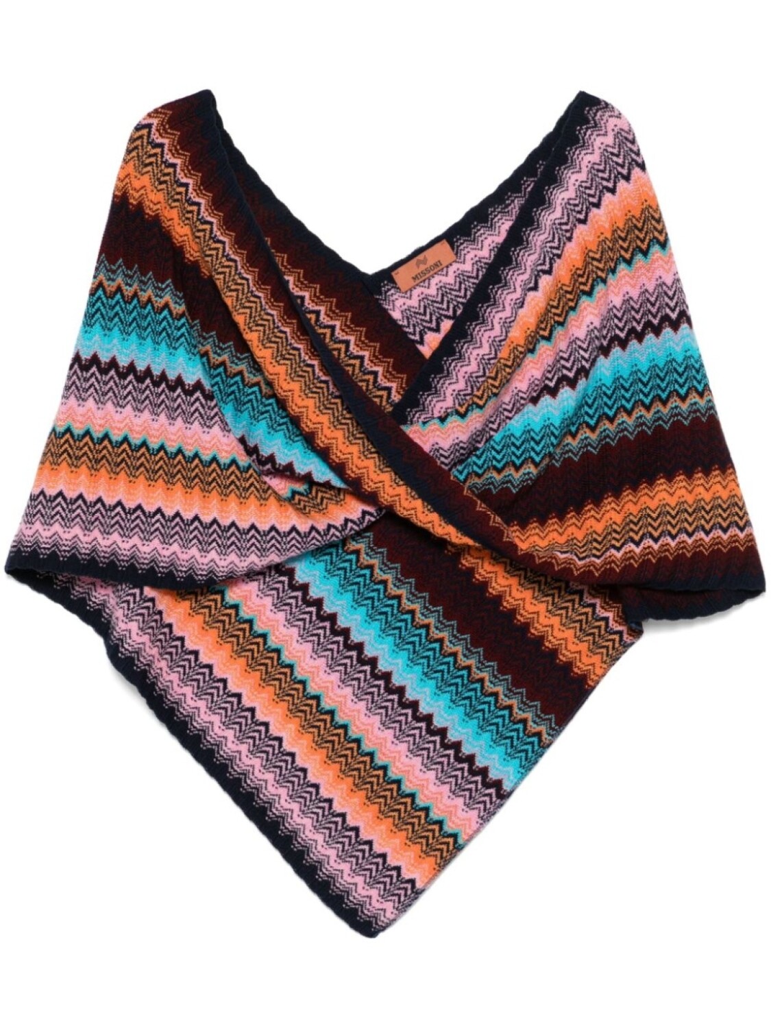 

Missoni пончо с узором зигзаг, оранжевый