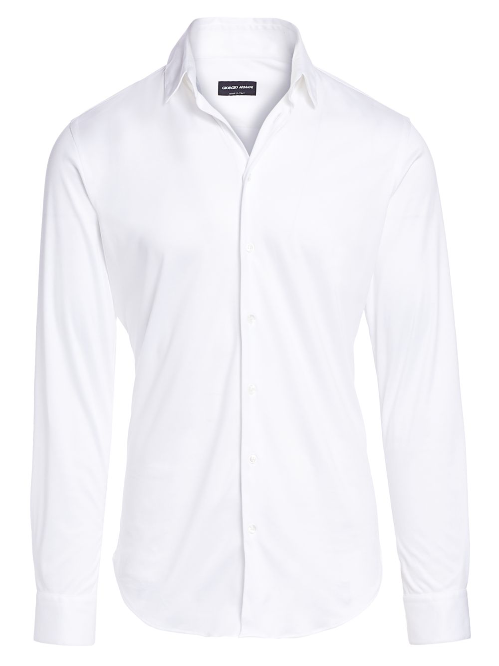 Однотонная спортивная рубашка интерлок Giorgio Armani, белый шелковистая джинсовая спортивная рубашка giorgio armani черный