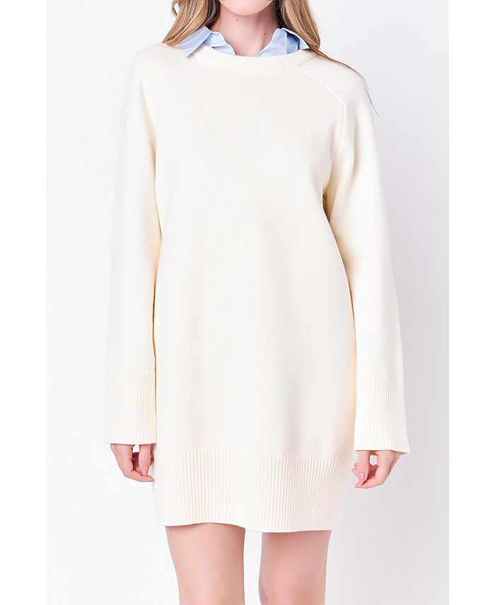 Женское трикотажное мини-платье English Factory, цвет Cream