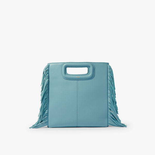 Кожаная сумка через плечо M с бахромой Maje, цвет bleus цена и фото