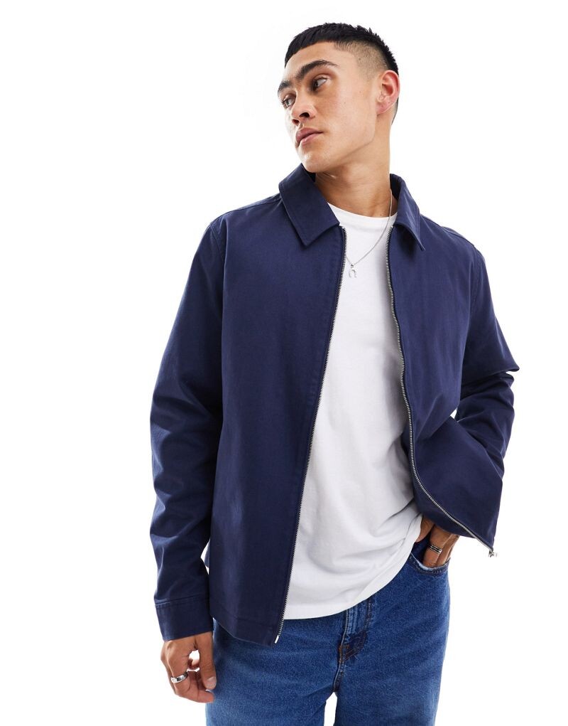 Темно-синяя куртка Harrington ASOS