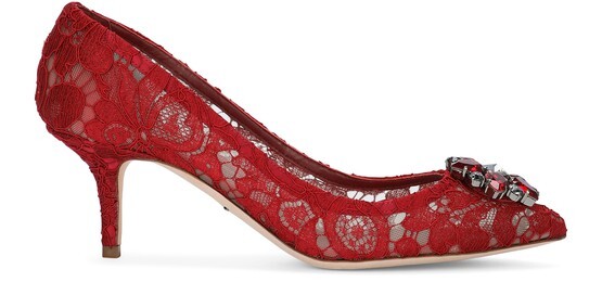 

Кружевные туфли радуги Dolce & Gabbana, темно-красный